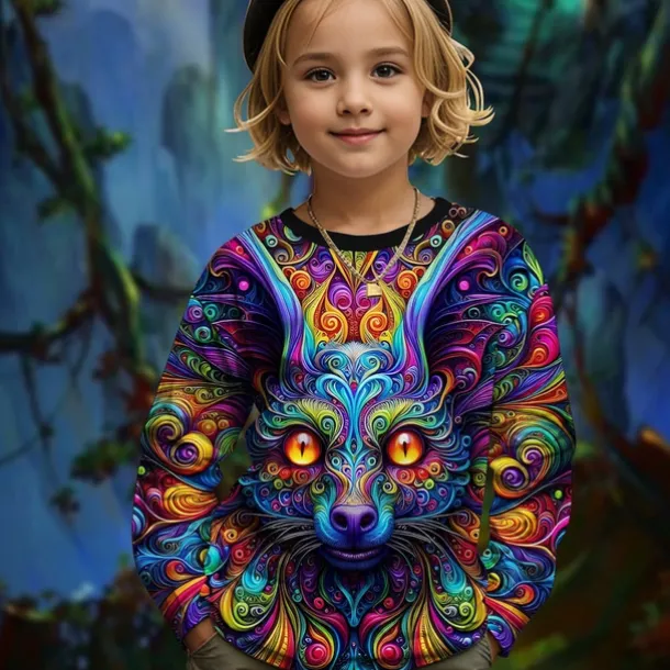 Girls' 3D Graphic Animal T shirt Tee Long Sleeve Spring Fall Fashion Basic Kids 4-12 Years Crew Neck Outdoor Casual Daily Regular Fit