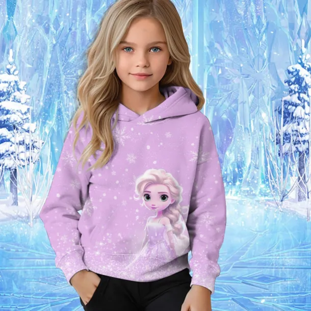 Girls' 3D Graphic Cartoon Snowflake Christmas Hoodie Hoodie Long Sleeve Fall Winter Fashion Adorable Basic Kids 4-12 Years Hooded Outdoor Casual Daily Regular Fit