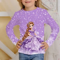 Girls' 3D Graphic Cartoon T shirt Tee Long Sleeve Spring Fall Fashion Basic Kids 4-12 Years Crew Neck Outdoor Casual Daily Regular Fit