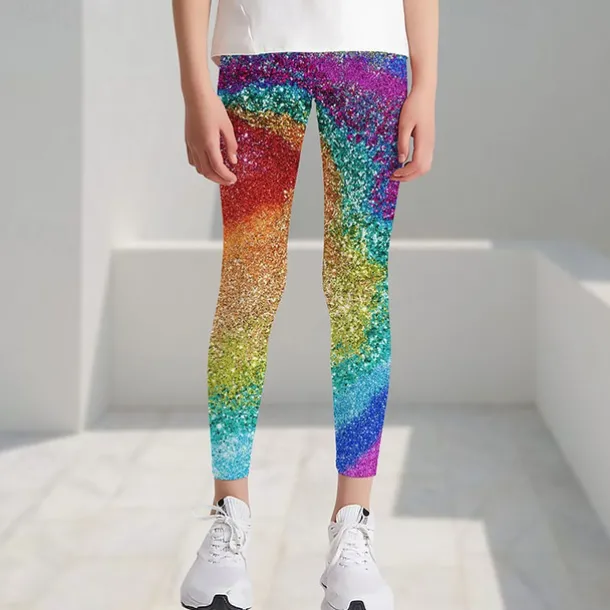 Girls' 3D Graphic Color Block Rainbow Leggings Summer Spring Active Cute Streetwear Kids 3-12 Years Outdoor Street Sport Slim