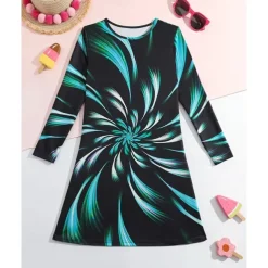 Girls' 3D Graphic Dress Long Sleeve Summer Spring Vacation Daily Holiday Princess Beautiful Sweet Kids 4-12 Years Casual Dress A Line Dress Knee-length Regular Fit