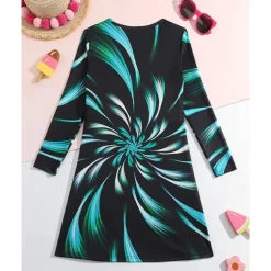 Girls' 3D Graphic Dress Long Sleeve Summer Spring Vacation Daily Holiday Princess Beautiful Sweet Kids 4-12 Years Casual Dress A Line Dress Knee-length Regular Fit