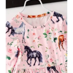 Girls' 3D Graphic Horse Dress Long Sleeve Summer Spring Vacation Daily Holiday Beautiful Sweet Kids 4-12 Years Casual Dress A Line Dress Knee-length Regular Fit