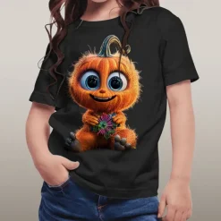 Girls' 3D Graphic Pumpkin T shirt Tee Short Sleeve Summer Spring Fashion Basic Kids 4-12 Years Crew Neck Outdoor Casual Daily Regular Fit