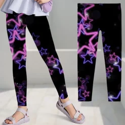 Girls' 3D Graphic Star Leggings Summer Spring Active Cute Streetwear Kids 3-12 Years Outdoor Street Sport Slim