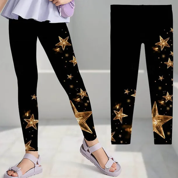 Girls' 3D Graphic Star Leggings Summer Spring Active Cute Streetwear Kids 3-12 Years Outdoor Street Sport Slim