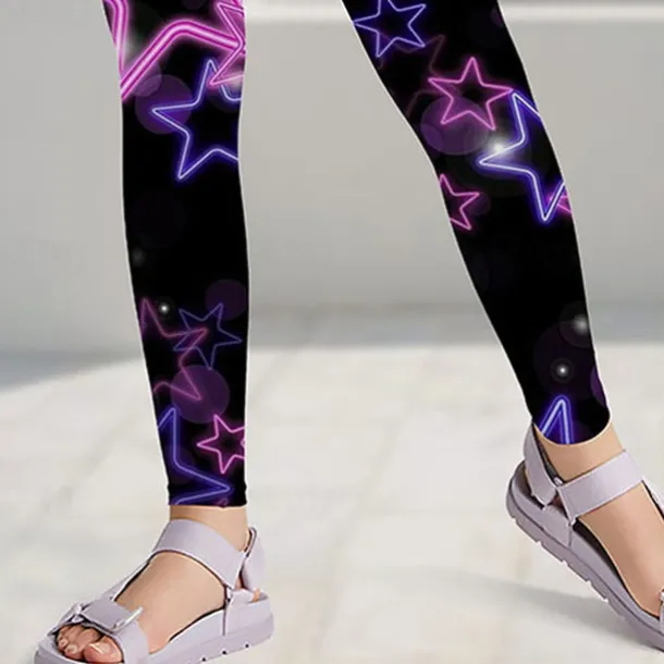 Girls' 3D Graphic Star Leggings Summer Spring Active Cute Streetwear Kids 3-12 Years Outdoor Street Sport Slim
