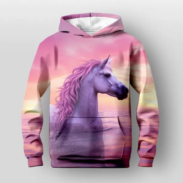 Girls' 3D Horse Hoodie Long Sleeve 3D Print Fall Winter Active Kids 3-12 Years Outdoor Daily