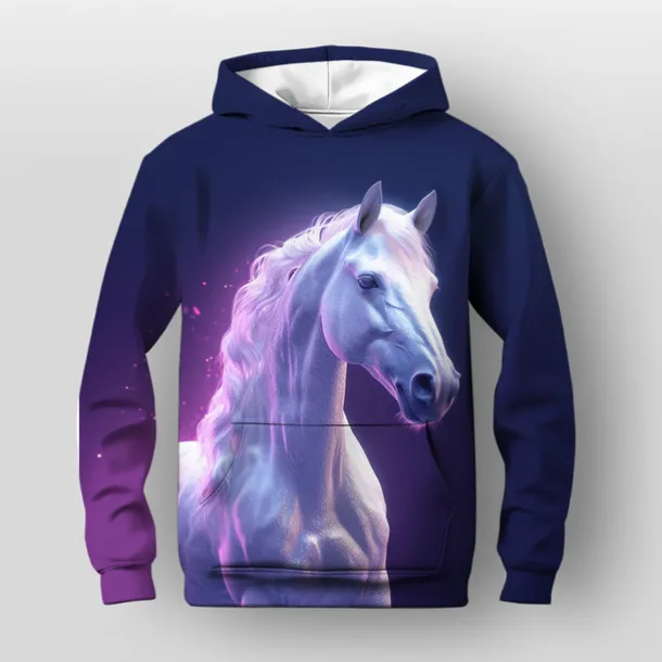 Girls' 3D Horse Hoodie Long Sleeve 3D Print Fall Winter Active Kids 3-12 Years Outdoor Daily