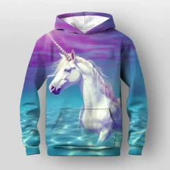 Girls' 3D Horse Hoodie Long Sleeve 3D Print Fall Winter Active Kids 3-12 Years Outdoor Daily