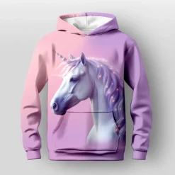 Girls' 3D Horse Hoodie Long Sleeve 3D Print Fall Winter Active Kids 3-12 Years Outdoor Daily