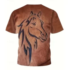 Girls' 3D Horse T shirt Tee Short Sleeve Summer Spring Fashion Basic Kids 4-12 Years Crew Neck Outdoor Casual Daily Regular Fit