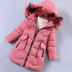 Girls' 3D Kids Puffer Jacket Heart Letter Down Coat Puffer Jacket Long Sleeve Fall Winter Active Cool Kids 3-12 Years Daily Regular Fit