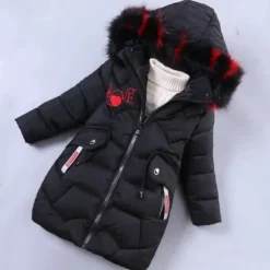Girls' 3D Kids Puffer Jacket Heart Letter Down Coat Puffer Jacket Long Sleeve Fall Winter Active Cool Kids 3-12 Years Daily Regular Fit