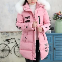 Girls' 3D Kids Puffer Jacket Letter Down Coat Jacket Puffer Jacket Long Sleeve Fall Winter Active Kids 3-12 Years School Daily