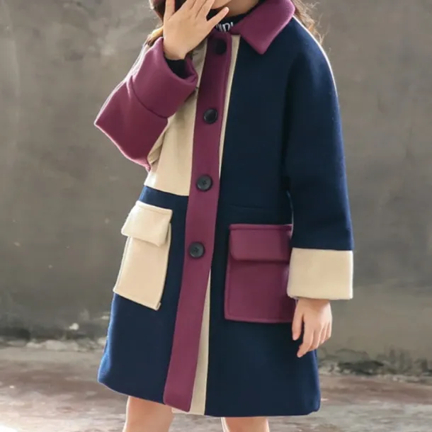 Girls' 3D Kids Winter Jacket Color Block Coat Long Sleeve Spring Fall Active Adorable Kids 3-12 Years Regular Fit