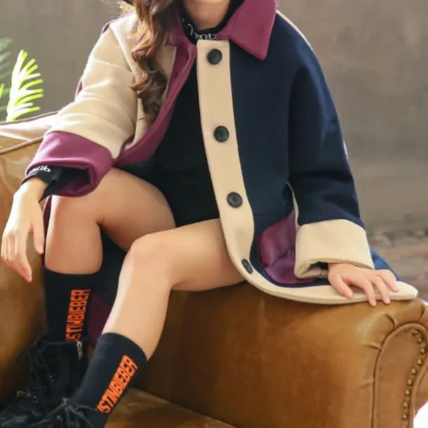 Girls' 3D Kids Winter Jacket Color Block Coat Long Sleeve Spring Fall Active Adorable Kids 3-12 Years Regular Fit