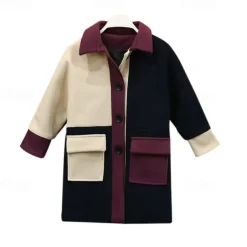 Girls' 3D Kids Winter Jacket Color Block Coat Long Sleeve Spring Fall Active Adorable Kids 3-12 Years Regular Fit