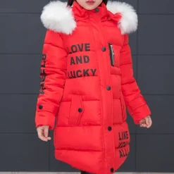 Girls' 3D Letter Down Coat Puffer Jacket Long Sleeve Winter Basic Kids 4-12 Years School Street Daily