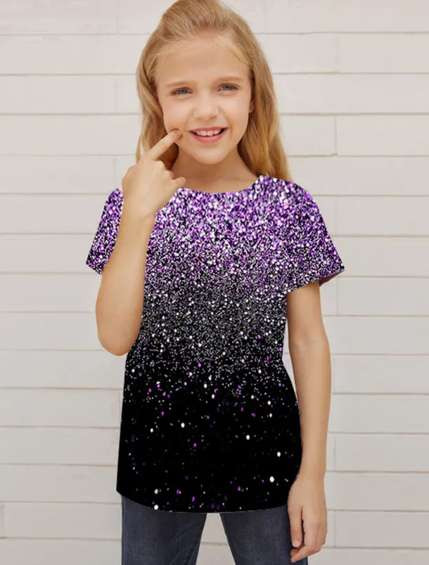 Girls' 3D Optical Illusion T shirt Short Sleeve 3D Print Summer Spring Active Fashion Cute Kids 3-12 Years Outdoor Daily Indoor Regular Fit