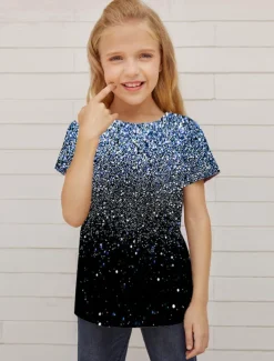 Girls' 3D Optical Illusion T shirt Short Sleeve 3D Print Summer Spring Active Fashion Cute Kids 3-12 Years Outdoor Daily Indoor Regular Fit