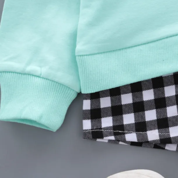 Girls' 3D Plaid Letter Clothing Set Long Sleeve Fall Basic Toddler 1-3 Years School Outdoor Indoor Regular Fit