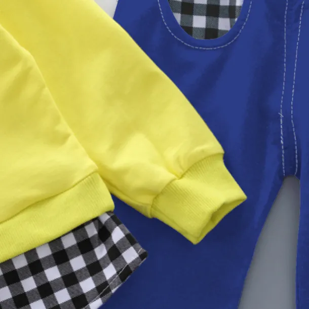 Girls' 3D Plaid Letter Clothing Set Long Sleeve Fall Basic Toddler 1-3 Years School Outdoor Indoor Regular Fit