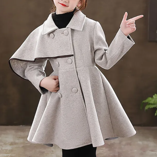 Girls' 3D Plain Coat Long Sleeve Fall Winter Active Cute Streetwear Kids 3-12 Years Vacation Street Regular Fit