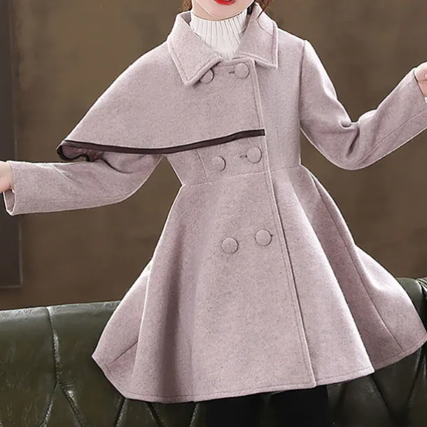 Girls' 3D Plain Coat Long Sleeve Fall Winter Active Cute Streetwear Kids 3-12 Years Vacation Street Regular Fit