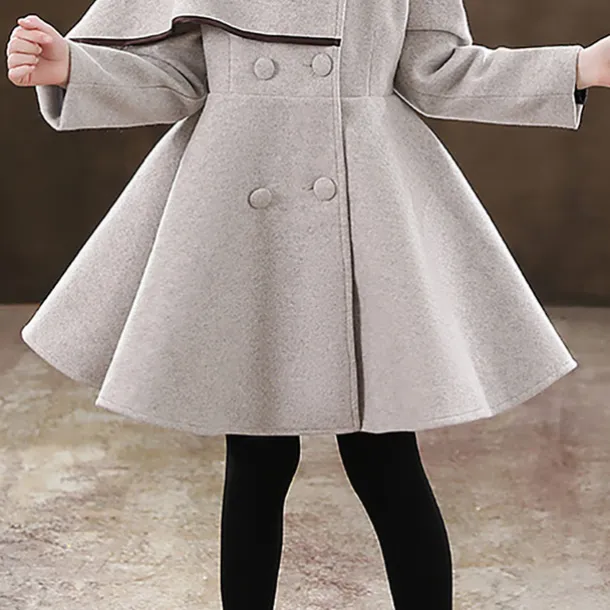 Girls' 3D Plain Coat Long Sleeve Fall Winter Active Cute Streetwear Kids 3-12 Years Vacation Street Regular Fit