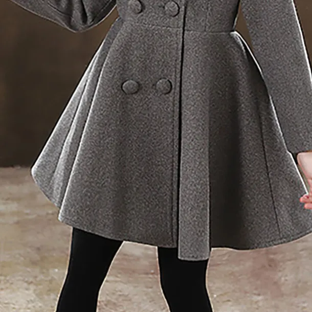 Girls' 3D Plain Coat Long Sleeve Fall Winter Active Cute Streetwear Kids 3-12 Years Vacation Street Regular Fit