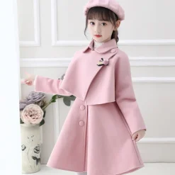 Girls' 3D Plain Coat Long Sleeve Fall Winter Cute Adorable Kids 3-12 Years Daily Regular Fit