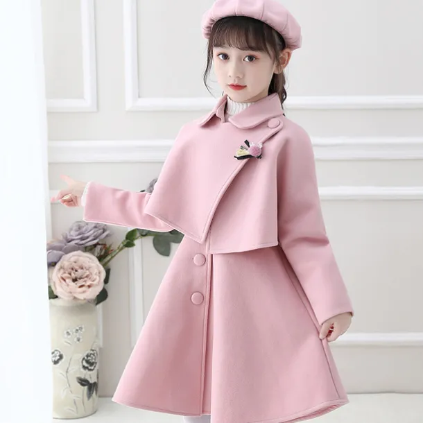 Girls' 3D Plain Coat Long Sleeve Fall Winter Cute Adorable Kids 3-12 Years Daily Regular Fit