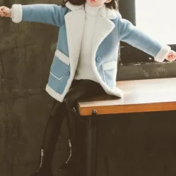 Girls' 3D Plain Coat Long Sleeve Fall Winter Cute Kids 3-13 Years School Daily