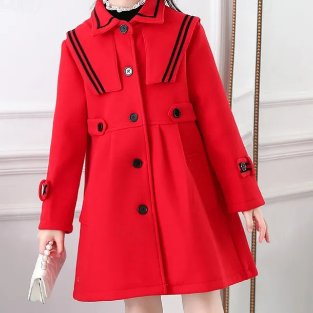 Girls' 3D Plain Trench Coat Long Sleeve Spring Fall Cute Sport Kids 4-13 Years School Daily Regular Fit