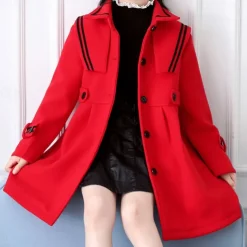 Girls' 3D Plain Trench Coat Long Sleeve Spring Fall Cute Sport Kids 4-13 Years School Daily Regular Fit