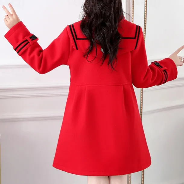 Girls' 3D Plain Trench Coat Long Sleeve Spring Fall Cute Sport Kids 4-13 Years School Daily Regular Fit