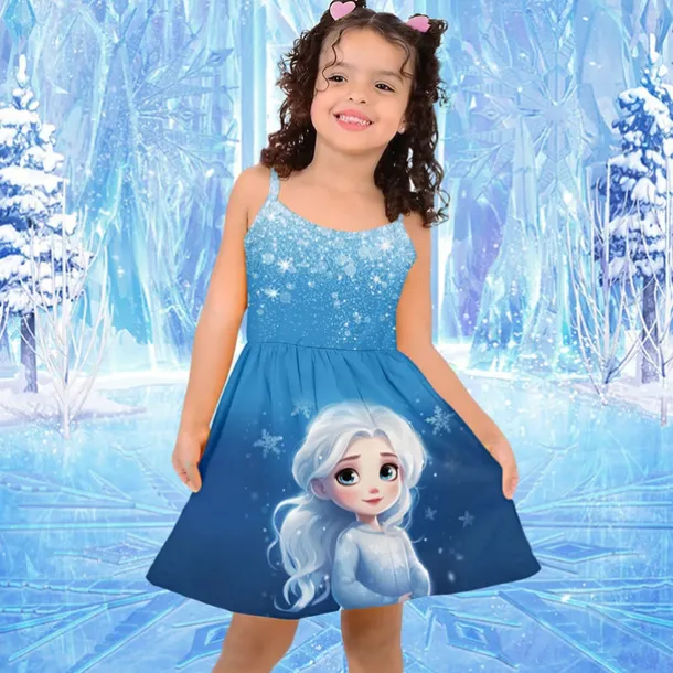 Girls' 3D Princess Cami Dress Pink Sleeveless 3D Print Summer Sports & Outdoor Daily Holiday Cute Casual Beautiful Kids 3-12 Years Casual Dress Strap Dress Above Knee Polyester Regular Fit