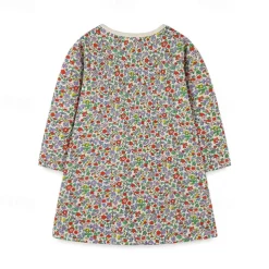 Girls' 3D Pumpkin Flower Dress Long Sleeve Spring Fall Daily Holiday Vacation Princess Beautiful Sweet Little Kids(4-7ys) 4-7 Years Casual Dress Knee-length 100% Cotton Regular Fit