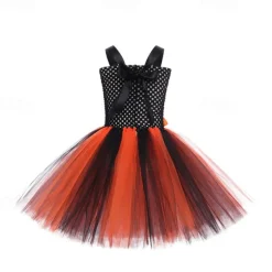 Girls' 3D Pumpkin Party Dress Sleeveless Summer Performance Party Birthday Basic Halloween Custome Little Kids(4-7ys) 4-7 Years Party Dress Swing Dress Tulle Dress Midi Polyester Regular Fit