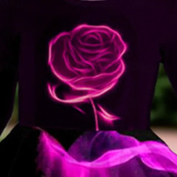 Girls' 3D Rose Dress Long Sleeve 3D Print Fall Winter Vacation Sports & Outdoor Daily Cute Casual Beautiful Kids 3-12 Years Casual Dress A Line Dress Above Knee Regular Fit