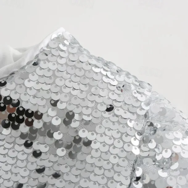 Girls' 3D Sequin Coat Long Sleeve Summer Spring Active Cute Kids 3-12 Years Street Daily Regular Fit