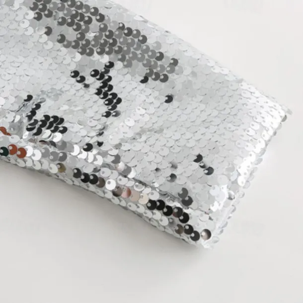 Girls' 3D Sequin Coat Long Sleeve Summer Spring Active Cute Kids 3-12 Years Street Daily Regular Fit