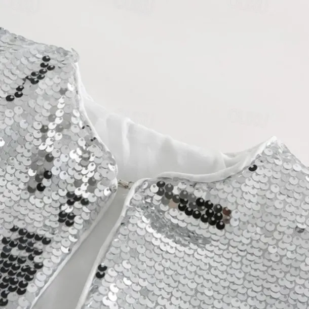 Girls' 3D Sequin Coat Long Sleeve Summer Spring Active Cute Kids 3-12 Years Street Daily Regular Fit