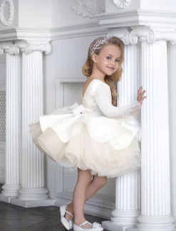 Girls' 3D Sequin Dress Long Sleeve Summer Spring Fall Wedding Party Birthday Elegant Princess Kids 3-12 Years Satin Organza dress to impress