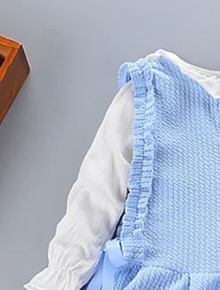 Girls' 3D Solid Color Clothing Set Long Sleeve Fall Winter Active Cute Basic Kids 1-5 Years Vacation Street Birthday Regular Fit