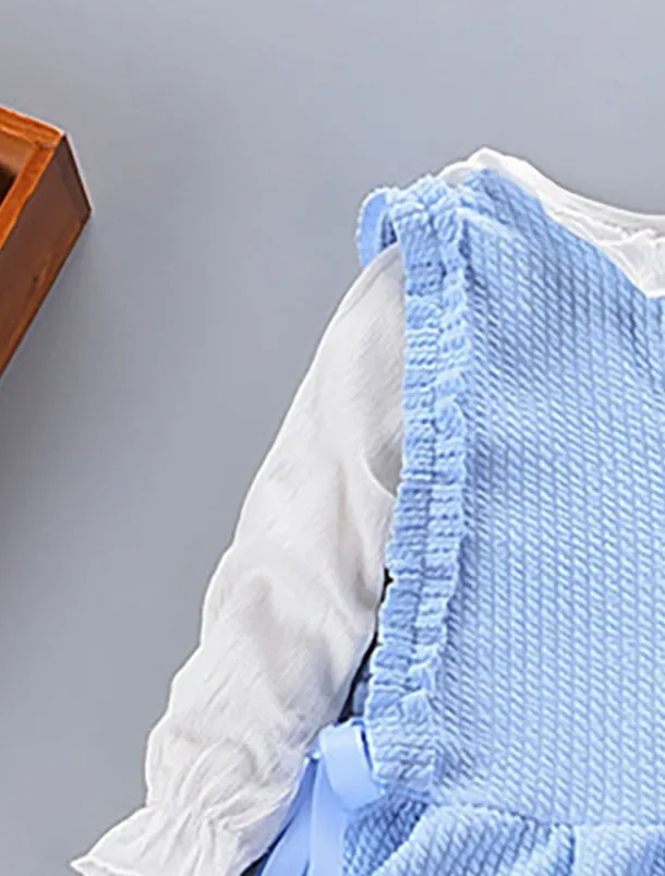 Girls' 3D Solid Color Clothing Set Long Sleeve Fall Winter Active Cute Basic Kids 1-5 Years Vacation Street Birthday Regular Fit