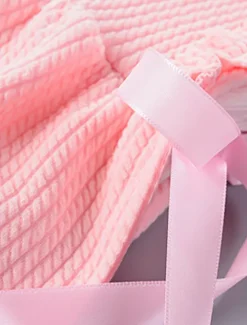 Girls' 3D Solid Color Clothing Set Long Sleeve Fall Winter Active Cute Basic Kids 1-5 Years Vacation Street Birthday Regular Fit