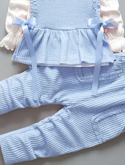 Girls' 3D Solid Color Clothing Set Long Sleeve Fall Winter Active Cute Basic Kids 1-5 Years Vacation Street Birthday Regular Fit