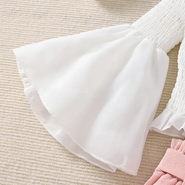 Girls' 3D Solid Color Shirt & Shorts Shorts Set Long Sleeve Fall Daily Casual Toddler 4 years+ Loose Fit